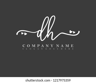 DH Initial handwriting logo vector