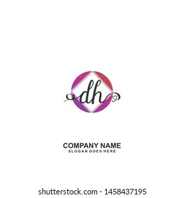 DH Initial handwriting logo vector