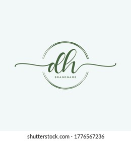 DH Initial handwriting logo vector