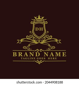 DH  Initial Letter Luxury Chaligraphic