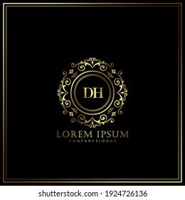 DH Initial Letter Luxury Logo template in vector art for Restaurant, Royalty, Boutique, Cafe, Hotel, Heraldic, Jewelry, Fashion and other vector illustration.