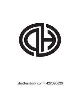 DH initial letters looping linked ellipse monogram logo