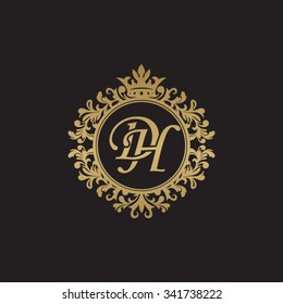 DH initial luxury ornament monogram logo