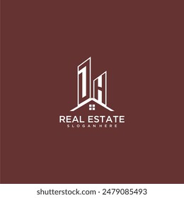 DH initial monogram building and roof logo for real estate