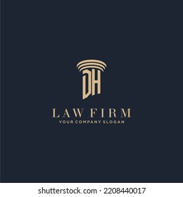 DH initial monogram lawfirm logo with pillar design