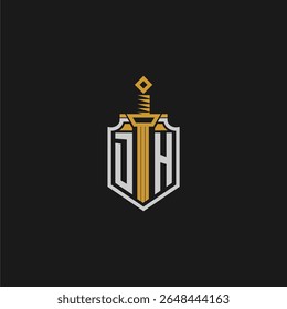DH initial monogram for shield and sword style image