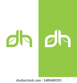 dh leaf logo icon design vector