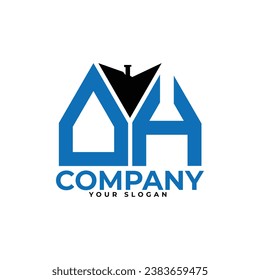 
DH letter creative real estate vector logo design.