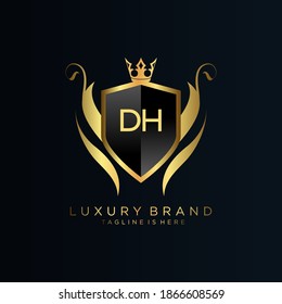 DH Letter Initial with Royal Template.elegant with crown logo vector, Creative Lettering Logo Vector Illustration.