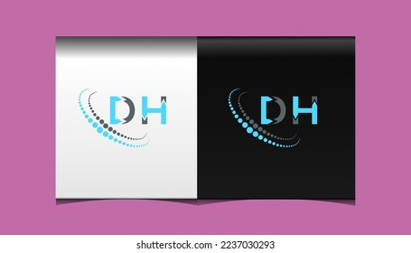 Diseño creativo del logo de la carta DH. Diseño único DH.
