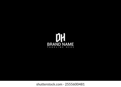 DH letter logo creative design. DH unique design. DH letter logo design on black background