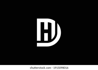 DH letter logo design on luxury background. HD monogram initials letter logo concept. DH icon design. HD elegant and Professional white color letter icon on black background.