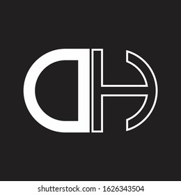 DH Letter logo monogram with oval shape negative space design template