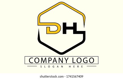 DH letter Logo. Vector Graphic Branding Letter Element illustration.