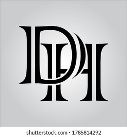 DH letter logo with white background.The nice black letter logo.