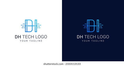 DH letter tech logo design vector template.
