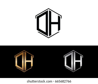 DH letters linked with hexagon shape logo