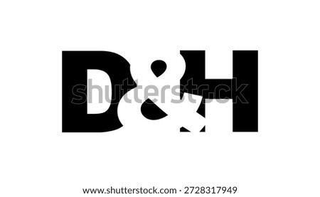 DH logo design in bold style. Black white identity symbol. Modern typography emblem. Corporate branding icon. Minimal business template.