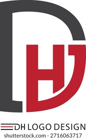 Diseño del logotipo de DH. Diseño del logotipo de HD. Diseño de logo creativo. Diseño minimalista del logotipo. Imagen de Vector de íconos. Icono plano 