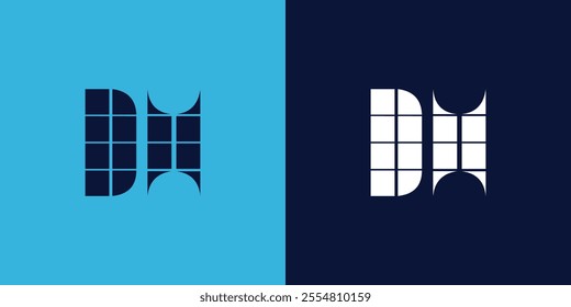 DH logo design with tile shape. Minimalist and modern vector illustration design suitable for business or brand