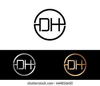 Dh Logo. Letter Design Vector with Red and Black Silver, Gold Colors
