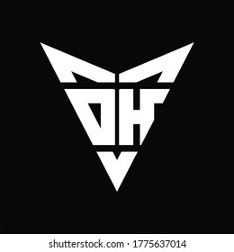 DH Logo monogram with back drop shape logo design template