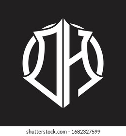 Monograma de logotipo DH con emblema y plantilla de diseño redondeado en círculo