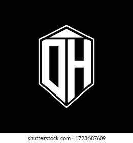 DH-Logo-Monogramm mit Emblem-Kombinationsschnur auf oberster Design-Vorlage