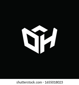 DH logo monogram with emblem style ribbon design template
