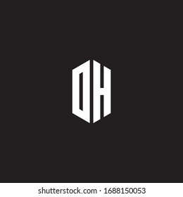 DH Logo monogram with hexagon shape style design template isolated on black background