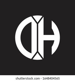 Monograma con logotipo DH con estilo de cinta circular