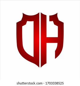 Plantilla de diseño monograma con colores rojos sobre fondo blanco