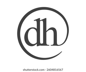 DH logo from two letter with circle shape email sign style. D and H round logotype of business company for brand identity.