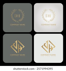 DH luxury typography letter logo. DH Creative style logo but still simple lettering and modern. 
