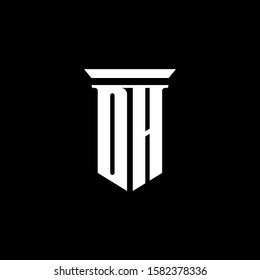 DH monogram logo with emblem style isolated on black background
