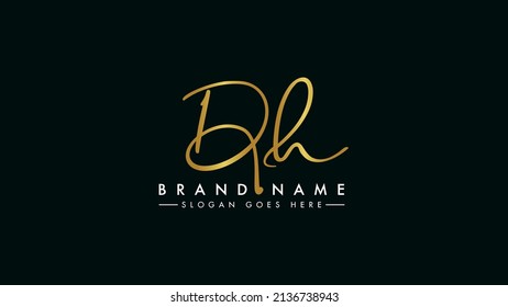Dh Monogram Logo Golden Signature Style Stock Vector (Royalty Free ...