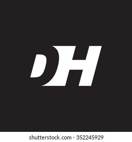 DH negative space letter logo black background
