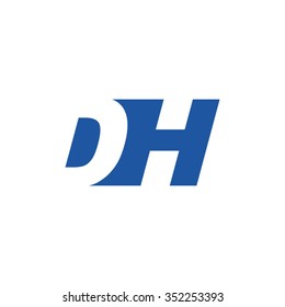 DH negative space letter logo blue