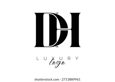DH  Serif Letter Monogram Typography Logo for Elegant Premium Branding Identity
