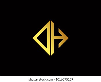 DH square shape Gold color logo