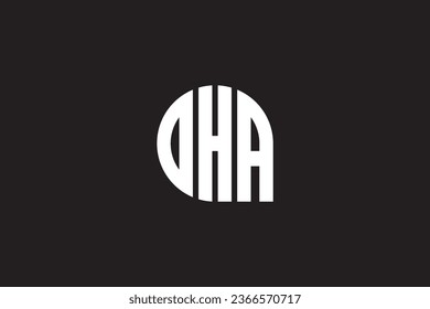Monograma del logotipo de DHA aislado en la plantilla de diseño de elementos de círculo