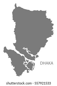 Dhaka Bangladesh Map In Grey