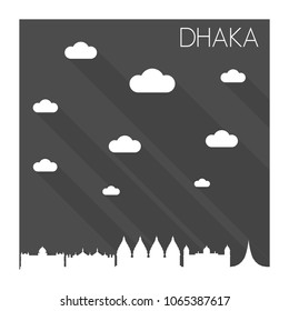 Dhaka Bangladesh Skyline City Flat Silhouette Design Background.