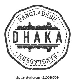 Dhaka, Bangladesh Stamp Skyline Postmark. Silhouette Postal Passport. City Round Vector Icon. Vintage Postage Design.