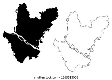 Dhaka Division (Administrative Divisions of Bangladesh) map vector illustration, scribble sketch Dhaka map