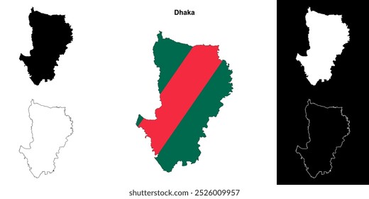 Dhaka division outline map set