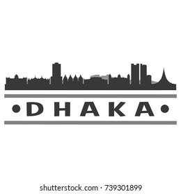 Dhaka Skyline Silhouette Design City Vector Art Famous Buildings