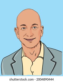 Dhaka,july 09,2021.Jeff Bezos  Cartoon Portrait.