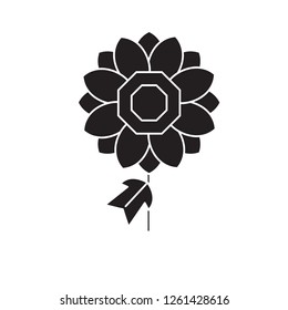 Dhalia black vector concept icon. Dhalia flat illustration, sign