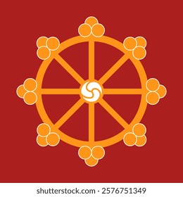 Dhamma wheel. Buddhist wheel. Vector symbol